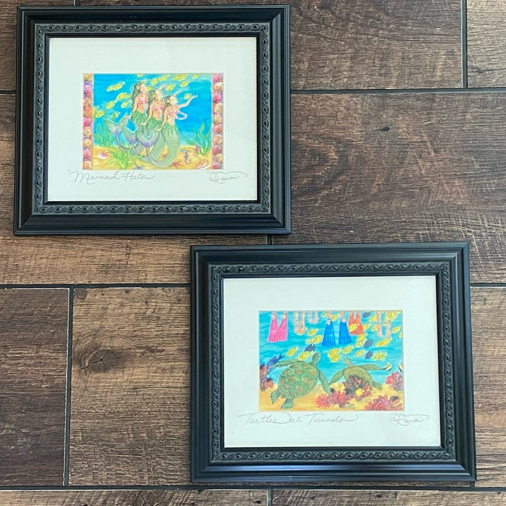 Kauai inspired watercolor paintings from Joanna Carolan, pair (frames incl…